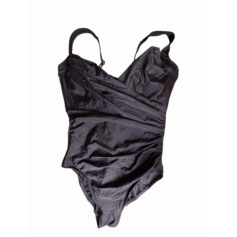 Miraclesuit Black One Piece Swimsuit Tummy Control US 16DD Ruched